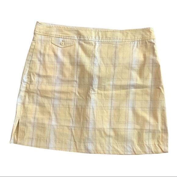 Izod Stretch Yellow & Gray Striped Golf Skort Size 10 Excellent Condition - Picture 1 of 4